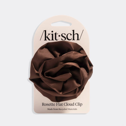 Kitsch Satin Rosette Flat Cloud Clip Chocolate