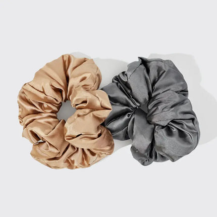 Kitsch Satin Sleep Pillow Scrunchies Charcoal/Gold