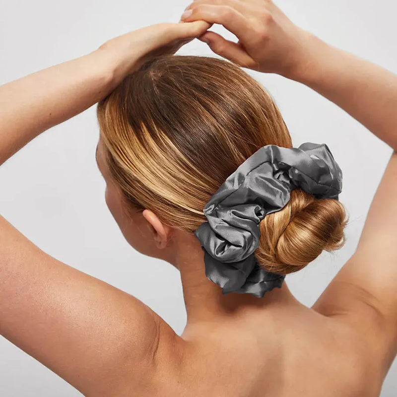 Kitsch Satin Sleep Pillow Scrunchies Charcoal/Gold
