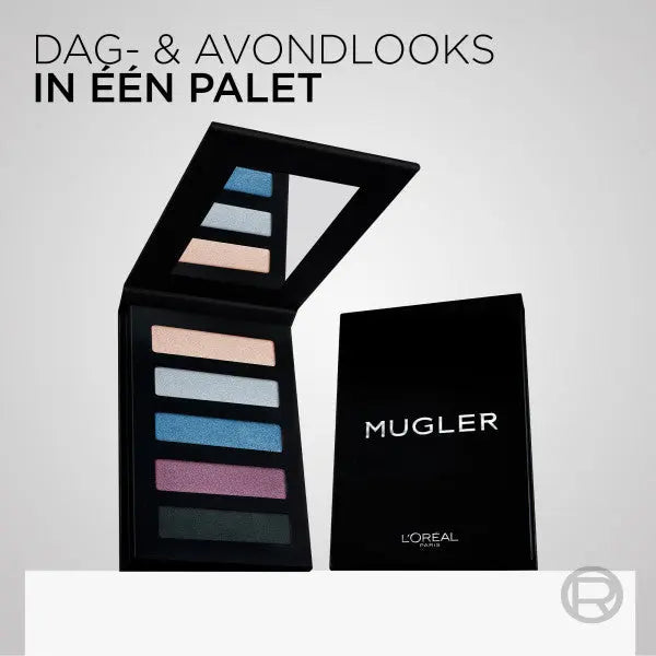 L'Oréal Paris x Mugler Spectrum Eyeshadow Palette Midnight, oogschaduwpalette met matte en shimmer finishes.