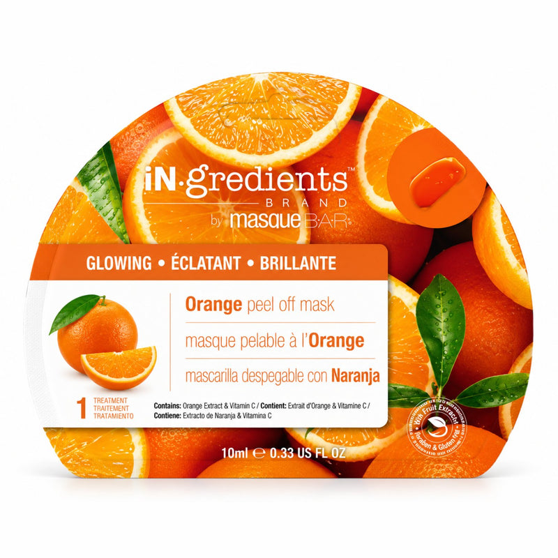 Masque Bar In.gredients Peel-off Mask Orange, hydraterend en verhelderend gezichtsmasker met sinaasappel en vitamine C.