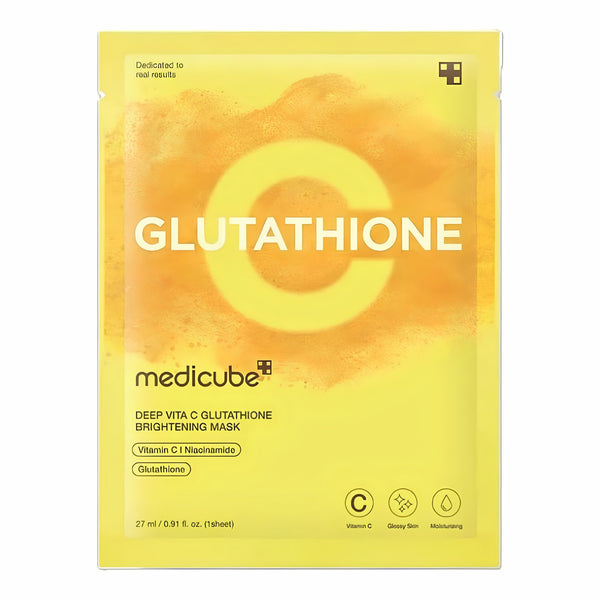 Medicube Deep Vita C Glutathione Brightening Mask, een sheet mask voor een stralende en egale huid.