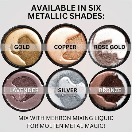 Mehron Makeup Metallic Powder Silver with Mixing Liquid