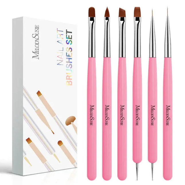 MelodySusie Nail Art Brushes Set Pink 6Pcs