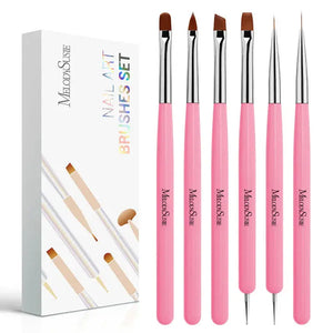 Nail Art Brushes Set Pink 6Pcs