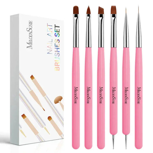 MelodySusie Nail Art Brushes Set Pink 6Pcs