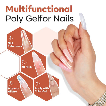 Modelones Solid Poly Nail Extension Gel Crystal Aurora