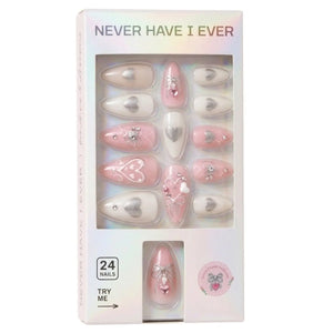 Press-On Nails Hearts of Pearls