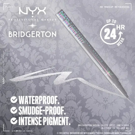 NYX Professional Makeup Bridgerton Epic Ink Liner Glitz 01 Glitzed In Silver
