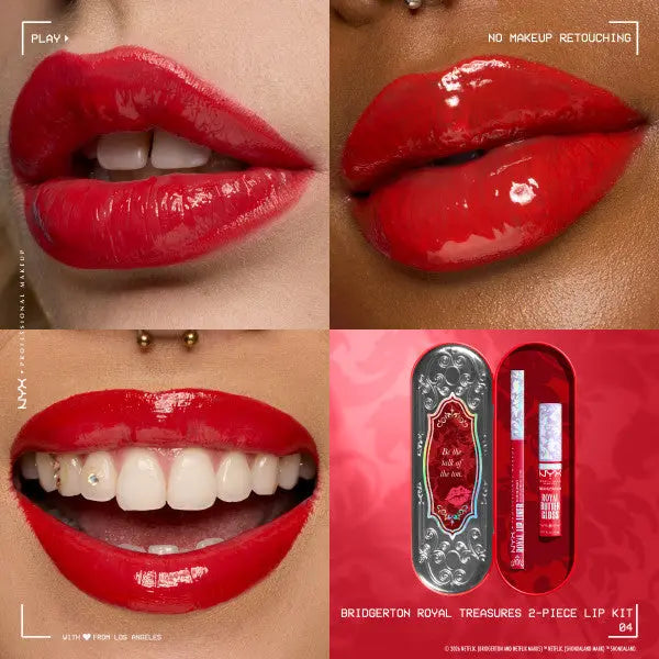 NYX Professional Makeup x Bridgerton Royal Treasures Duo Lipkit 04 Rogue Romance + Flirt Alert
