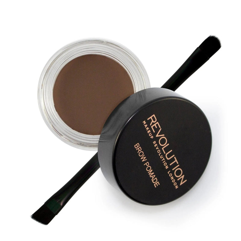 Revolution Brow Pomade Dark Brown, wenkbrauwpomade met dual ended kwast