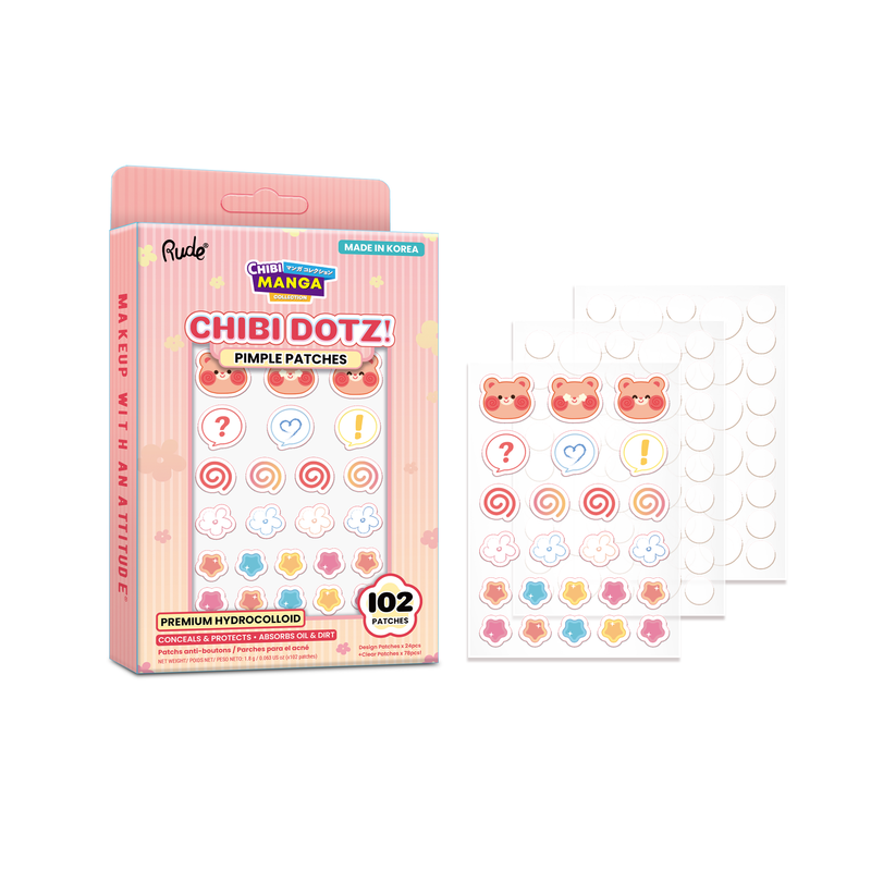 Rude Cosmetics Chibi Manga Collection Chibi Dotz! Pimple Patches Lazy Kuma, hydrocolloïde patches