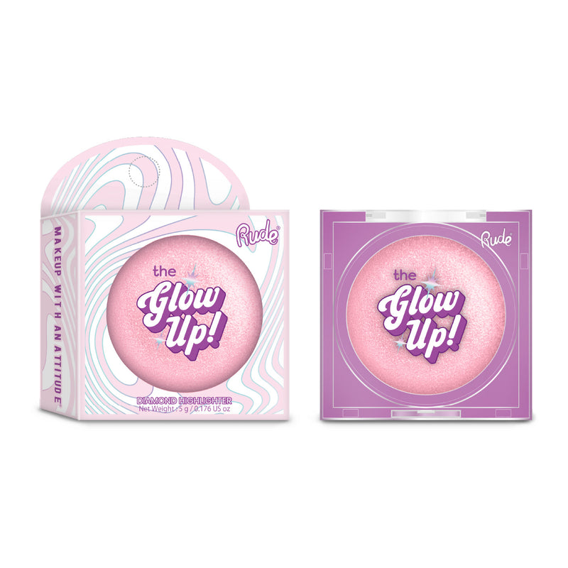 Rude Cosmetics The Glow Up! Diamond Highlighter Pink Mirage, diamond-sparkle highlighter