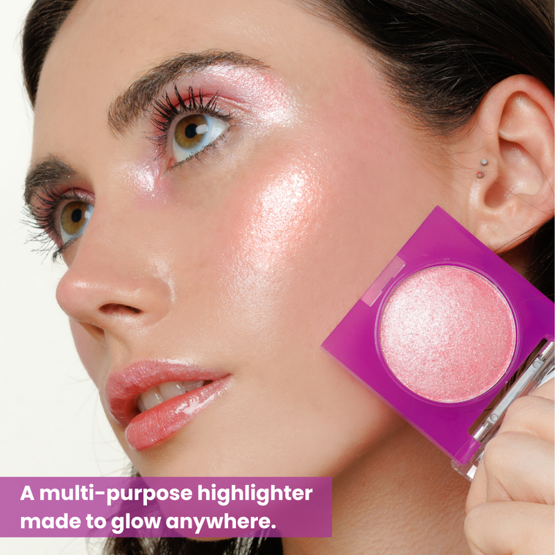 Rude Cosmetics The Glow Up! Diamond Highlighter Silver Aura, glanzende highlighter voor het gezicht, foto 4 van 6