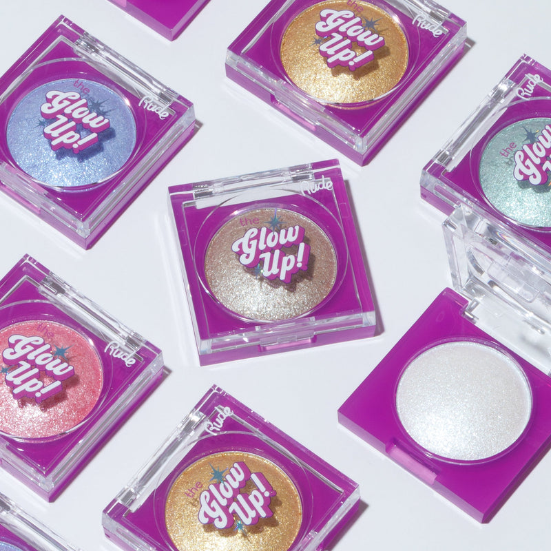 Rude Cosmetics The Glow Up! Diamond Highlighter Silver Aura, glanzende highlighter voor het gezicht, foto 5 van 6