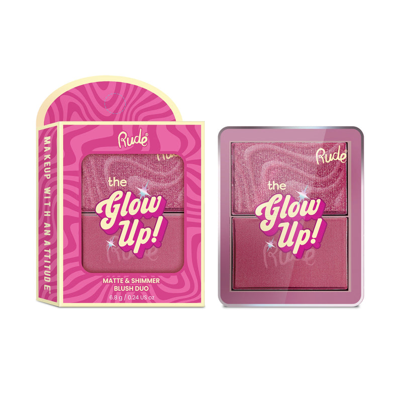 Rude Cosmetics The Glow Up! Matte & Shimmer Blush Duo Midnight Mauve, blush duo met matte en shimmer finish