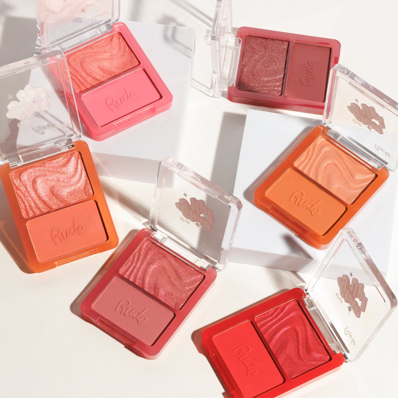 Rude Cosmetics The Glow Up! Matte & Shimmer Blush Duo Midnight Mauve, blush duo met matte en shimmer finish, foto 5 van 9