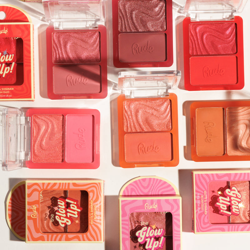 Rude Cosmetics The Glow Up! Matte & Shimmer Blush Duo Rosy Haze, blush met matte en shimmer finish, foto 4 van 8