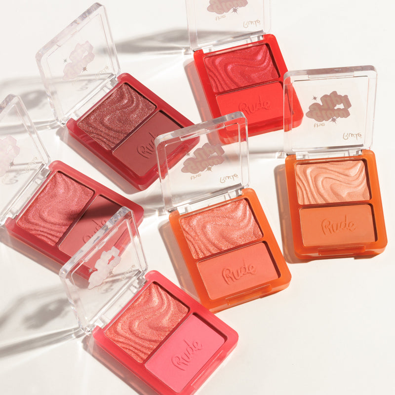 Rude Cosmetics The Glow Up! Matte & Shimmer Blush Duo Warm Ginger, duo blush, foto 8 van 9