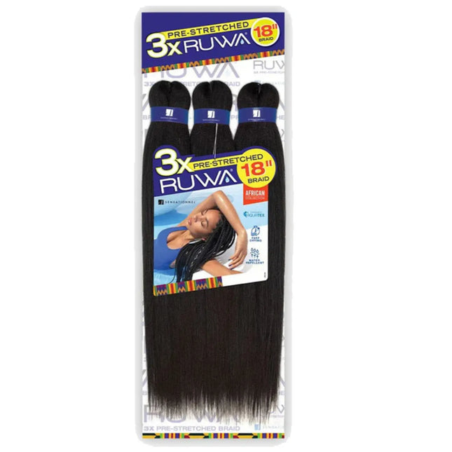 Ruwa Sensationnel Pre-Stretched 18" Braiding Hair 1B/30