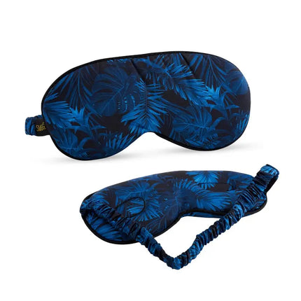 Smug Cloud Padded Satin Sleep Mask Navy Palm