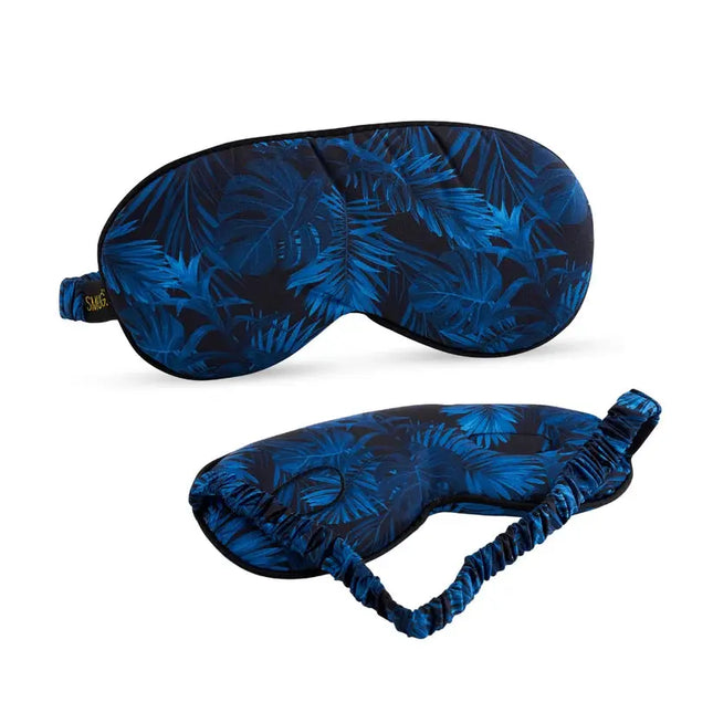 Smug Cloud Padded Satin Sleep Mask Navy Palm