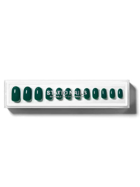 Static Nails Reusable Pop-On Manicure Emerald Noir Round