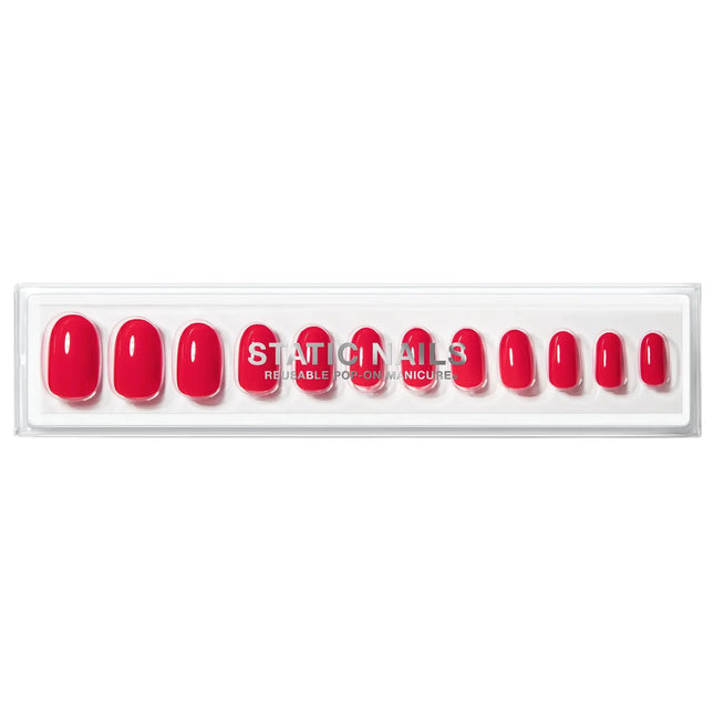 Static Nails Reusable Pop-On Manicure High-End Red Round