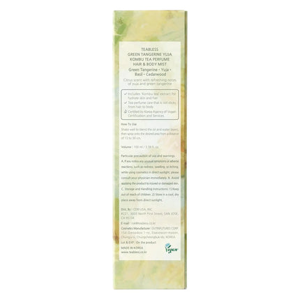 Teabless Green Tangerine Yuja Kombu Tea Perfume Hair & Body Mist