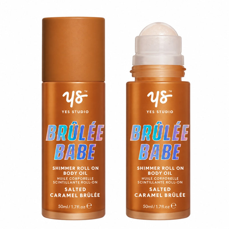 Yes Studio Roll On Shimmer Body Oil Caramel Brulee, glinsterende lichaamsolie met karamel geur