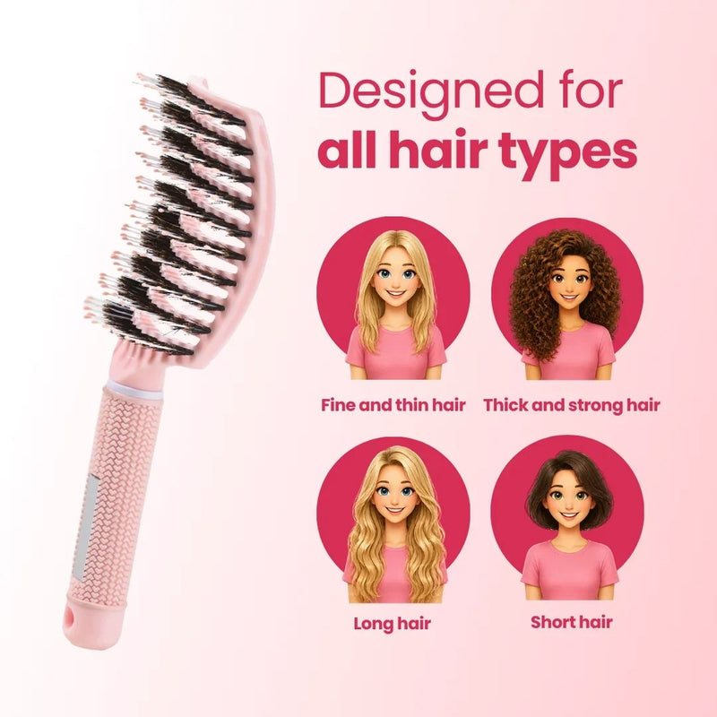 Yuaia Haircare Curved Paddle Brush with Boar Bristles, haarborstel met zwijnenharen, foto 4 van 5